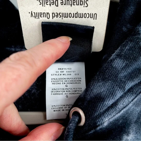 NWT Champion Reverse Weave Black Gray Tie Dye Pullover Hoodie Women’s Size Large - Picture 8 of 8